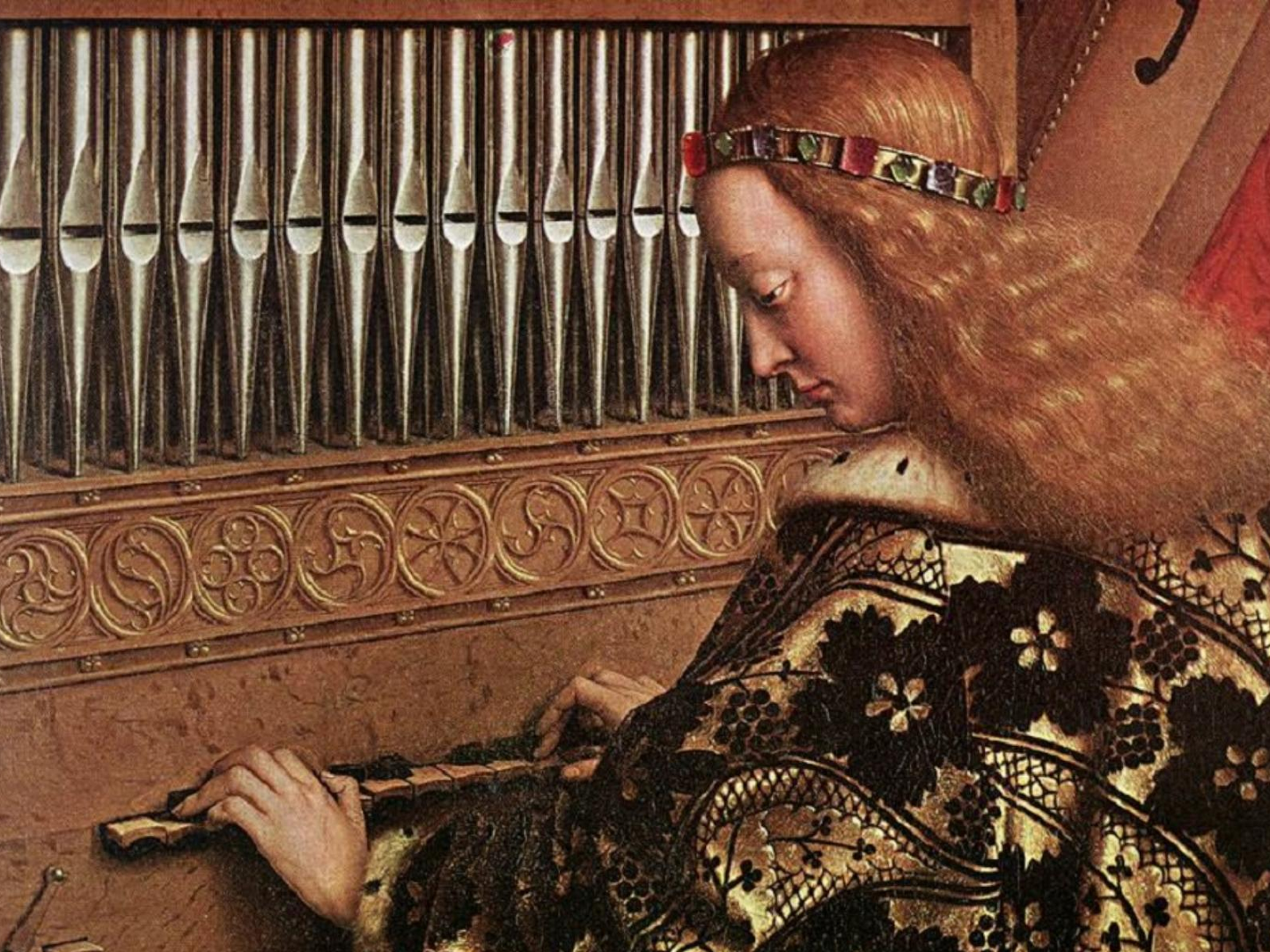 Frammento de Angeli cantori e musicanti di Jan van Eyck